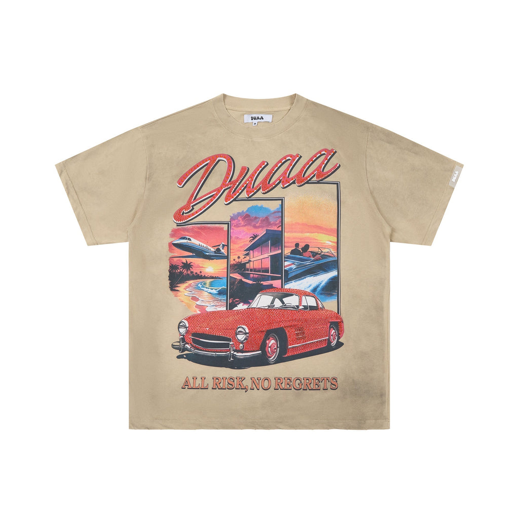 DUAA All Risk No Regrets Luxury Retro Lifestyle Collage Graphic Tee